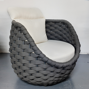 Ensemble de canapés de jardin moderne de style farmhouse avec structure en aluminium et cordage tressé résistant aux intempéries pour villa et patio d'hôtel - Product Image 1