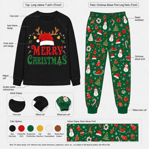 Lässige Loungewear 2026 Weihnachtsthema Bedrucktes Eltern-Kind-Set Langarm Lange Hose Familien-Pyjamas Hauskleidung Schlafanzüge - Product Image 6