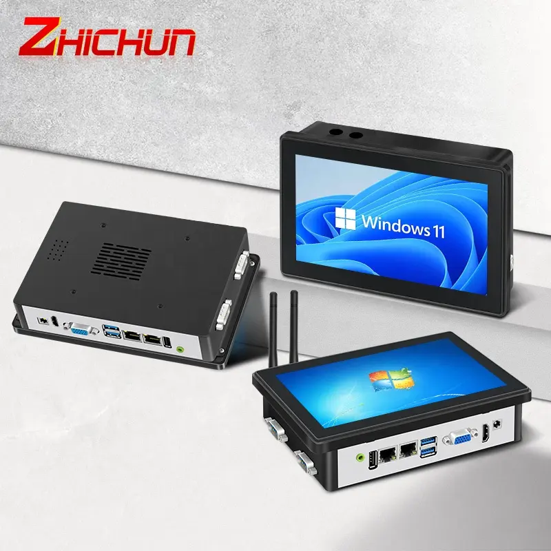 Customized 7 15.6 Inch SSD Industrial All In 1 Pc Hmi Pc Ip6 Linux Touch Panel Mini Pc With Screen Capacitive Display Computer
