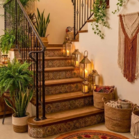 Escalier en bois moderne de style vintage avec marches en bois massif pour villas intérieures