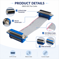 Cable Plano D-sub de 25 Pines Macho a Hembra DB25 IDC de 100 mm para Máquina CNC y Control Industrial