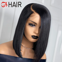 Perruque Bob Lace Front 13*4 en Cheveux Vierges Péruviens, Sans Colle, Transparente, 8-16 pouces, pour Perruques à Fermeture en Dentelle - Vente en Gros à Prix Abordable