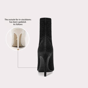 Botas Ajustadas Elásticas para <span class=keywords><strong>Mujer</strong></span>, <span class=keywords><strong>Botines</strong></span> de Moda, Material Elástico, Botas de Tacón Alto para Invierno - Product Image 4