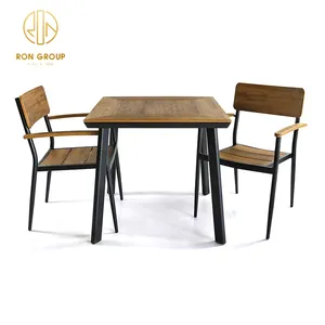 Gute Qualität Garten farbe Aluminium Mental Material Tisch Stuhl Set Cafe Shop Outdoor Restaurant Möbel für den Großhandel
