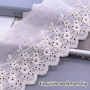 Crianças roupas algodão bordado laço aparar fronteira bordado decoração laço Encajes elegante guarnição branca do laço - Product Image 6