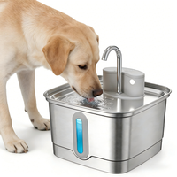 Fontaine à eau pour animaux de compagnie intelligente en acier inoxydable 3L, ultra-silencieuse, à circulation d'eau, avec batterie rechargeable, étanche IPx6, design moderne et écologique