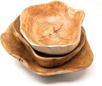 Bol artisanal en bois naturel fait à la main moyen jetable pour service de salade de fruits et stockage bol en bois