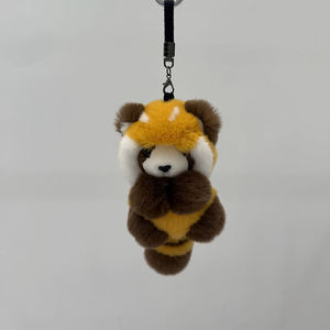 Llavero de piel auténtica de <span class=keywords><strong>panda</strong></span> rojo para niños, colgante para llaves de coche que brinda confort - Product Image 4