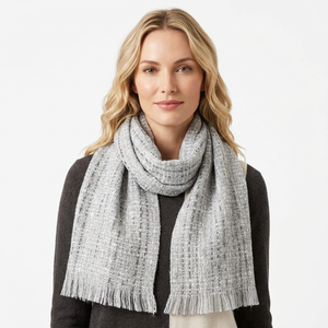 Tweed <b>Lambswool</b> Blend <b>Scarf</b> with Custom Logo Woven Texture Private Label Winter Long Shawl - Product Image 1
