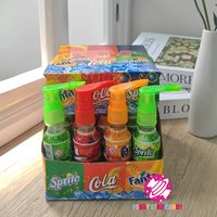 Vente en gros de confiseries liquides halal aux fruits, bonbons liquides en forme de bouteille de soda, bonbons liquides acidulés en spray pour enfants