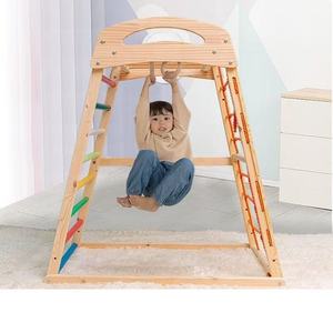 Wooden Climbing <b>Frame</b> Indoor Play Structure For Kids With Rings And Ladder Unisex Toy - Product Image 1
