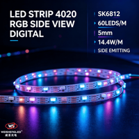Bande LED numérique RVB SK6812 4020 à vision latérale 100 LED/m 5V, bande LED adressable, fabricant (Aucun avis pour le moment)