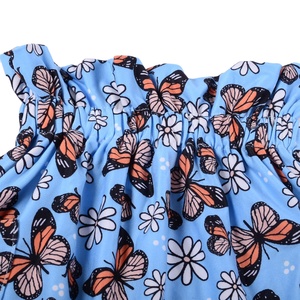 Robe courte décontractée pour petite fille, tricotée, imprimée de fleurs, taille élastique, polyester/coton, séchage rapide - Product Image 3