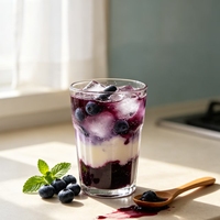 Lotlong Source Factory Groothandel Bulk Natuurlijke Verse Fruit Blauwe Bes Jam 35g Brix 9 Maanden Houdbaarheid voor Melkthee Winkel Bakkerij