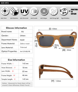 Vuông hợp thời trang sang trọng bằng GỖ Kính mặt trời handmade khung gỗ tùy chỉnh phân cực Kính mát thời trang cho nam giới - Product Image 2