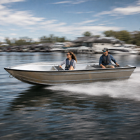 Nouveau bateau en aluminium à coque en V élégant, léger et durable, avec une épaisseur de 2 mm à 3 mm, pour 4 à 6 personnes, pêche en lac et en eau libre