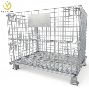 أقفاص شبكية فولاذية قابلة للطي مخصصة وثقيلة التحمل مع عجلات ودواسات قابلة للتكديس للمستودعات والنقل اللوجستي - Product Image 2