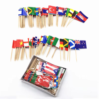 En gros Personnalisé Mini Pays Allemand Singapour Brésil Australie Suisse Plat Bambou Cure-Dents Drapeau pour la Nourriture