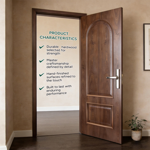 Traditional Solid Wood Interior Door with Arched Panel Design European Style <b>Swing</b> Open - Product Image 4