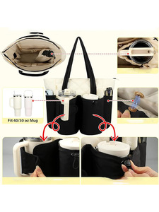 Water Bottle Holder for Women Work Tote Bags with <b>Cup</b> Holder& Clutch Purse <b>Large</b> Puffer Tote Handbags with Water Bottle Pocket - Product Image 5