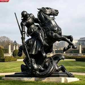 YOUFINE Statue équestre grandeur nature en bronze du Chevalier Saint George et du <span class=keywords><strong>Dragon</strong></span> pour la décoration des places publiques extérieures - Product Image 1