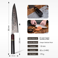 Vg10 couteau de chef damas couteaux de cuisine japonais 67 couches de cuivre damas acier couteau à sushi manche octangle boîte-cadeau