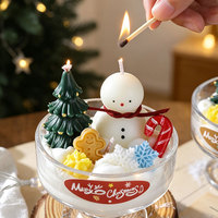Kreative Weihnachts-Dekorationskerzen im Hohen Glasgefäß mit Schneemann- und Baummotiv, Aromatherapie-Sojawachs, Handgemachtes Weihnachtsgeschenk