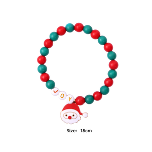 Pulsera de cuentas navideña con dije de Papá Noel, 18 cm, joyería de moda unisex - Product Image 1