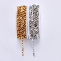 Chaîne torsadée plaquée or de 10 m/rouleau, chaîne torsadée texturée de haute qualité, fournitures en vrac pour la fabrication de bijoux en acier inoxydable