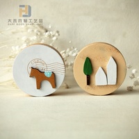 Haute qualité peint gravé au Laser rond en bois ouvre-bouteille Animal bois réfrigérateur aimant pour réfrigérateur décor bouteille ouverture