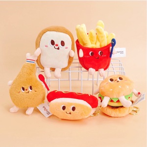 Llavero de peluche con forma de <span class=keywords><strong>hamburguesa</strong></span>, patatas fritas y pan, muñeco de juguete mini para máquina de garras - Product Image 2