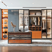 Armoire en contreplaqué Lesso Home avec porte vitrée, armoire moderne en bois, îlot de rangement, coiffeuse pour dressing