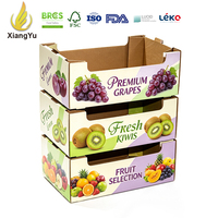 Boîte de conditionnement pour fruits en carton ondulé, matériaux recyclés écologiques personnalisés, empilable, pour le stockage de fruits frais en supermarché