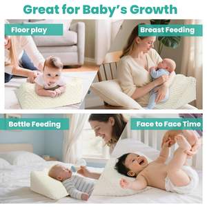 Baby Tummy Time Prop para el crecimiento de la fuerza del cuello y los hombros, soporte de guardería de espuma viscoelástica para bebés, cubierta extraíble lavable - Product Image 6