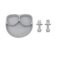 Assiette pour bébé écologique en gros avec ensemble de couverts, logo personnalisé, usine, silicone de qualité alimentaire, assiette d'alimentation pour enfants sans BPA