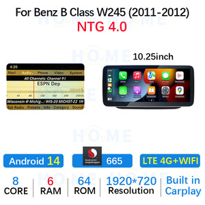 Qualcomm 665 Android 14 CarAUTO para Mercedes Benz Clase B B200 B180 B220 B260 W245 W246 navegación coche reproductor de vídeo Multimedia - Product Image 2