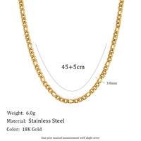 Collier chaîne Figaro minimaliste en acier inoxydable plaqué or 18 carats PVD, sans ternissement, pour femme, accessoires de bijouterie