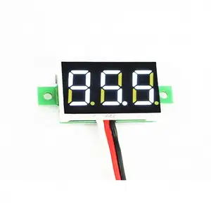 Voltmeter Digital LED Mini DC0-100V, meteran tegangan Meter tampilan LED putih 0.36 inci 3 kabel 15CM untuk mobil