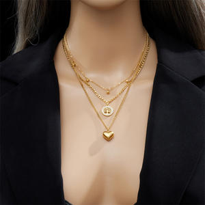 Acier inoxydable Or signe rond Coeur <span class=keywords><strong>arbre</strong></span> <span class=keywords><strong>de</strong></span> <span class=keywords><strong>vie</strong></span> Pendentif Collier Pour Femmes Mode Multi-couche Chaîne Étanche Fille Bijoux - Product Image 6