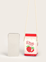 Tas Selempang Karton Susu PVC, Clutch Kecil, Tas Tangan Kartun, Ringan, Desain Terbaru, Lucu, Merah