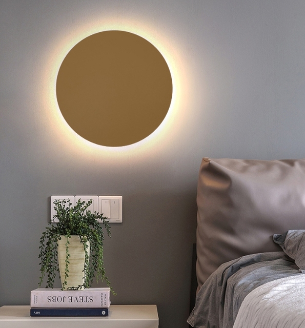 Minimally Modern Iron Indoor Led Wall Lamp Round 50cm 26w for Living Room Bedroom Background Wall