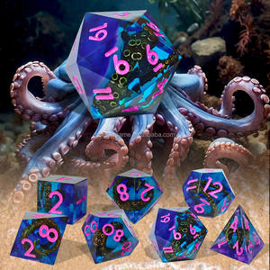 HS DICE 사용자 정의 주사위 세트 다면체 문어 테마 수지 RPG 주사위 세트 RPG TRPG DND 게임 주사위 세트 도매 가격 날카로운 가장자리 - Product Image 1