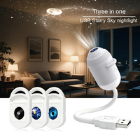 Projecteur de Galaxie Veilleuse à Luminosité Réglable, Lampe USB Rotative à 360 Degrés avec 3/6/12/24 Diapositives de Films
