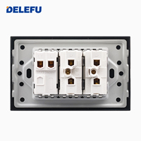 Prise murale intelligente DELEFU avec panneau en verre noir, norme brésilienne, prise réseau CAT6, USB Type-C, panneau de charge domestique 20A