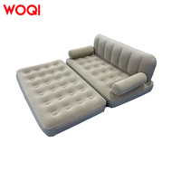 Canapé gonflable WOQI en tissu floqué, doux et respirant, convertible en lit gonflable avec pompe électrique intégrée pour 2 personnes
