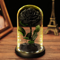 Nouveau Long Lasting Fresh Forever Real Touch Préservé Rose Dome Flower Roses éternelles dans un dôme en verre Saint Valentin Gif