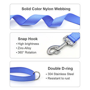 Laisse pour chien en nylon bleu uni, durable, style simple pour chiens - Product Image 4