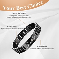 Bracelet Homme Simple Réglable en Or 18 Carats Étanche Personnalisable avec Nom, Bracelet Santé en Acier Inoxydable pour Hommes