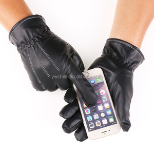 Moufles en cuir à écran tactile pour hommes, mitaines d'hiver chaudes, noires et souples, <span class=keywords><strong>gants</strong></span> à doublure en cachemire - Product Image 6