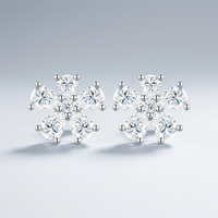 Anting Perak 925 Bentuk Bunga Lucu Trendi Baru, Hadiah untuk Wanita, Grosir Anting Moissanite Berkualitas Tinggi untuk Wanita